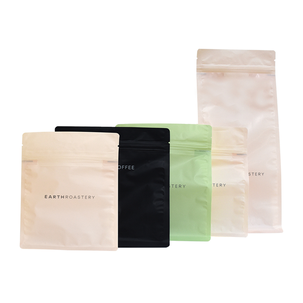 Matte Printing Barrier Clear Compostable Bags Premium Coffee Transparent Zip Bags