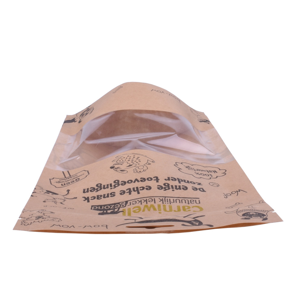 Customized Best Price Logo Kraft Paper Pet Food Bag with Ziplock And Window