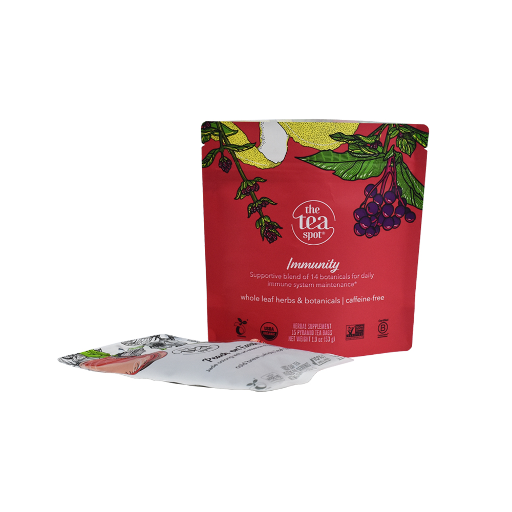 Home Compostable Bidegradable Tea Packaging Bag and Sachet with Resealable Zipper
