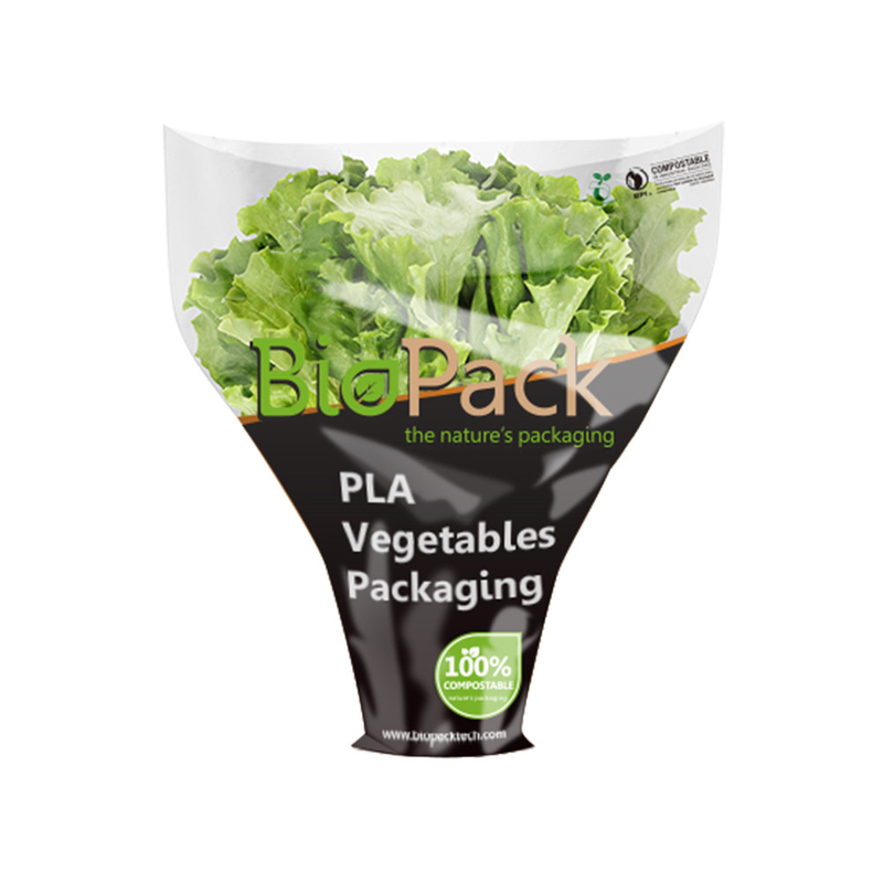 Custom Shaped Printed Pla Clear Compostable Leafy Greens Lettuce Bags From China Manufacturer