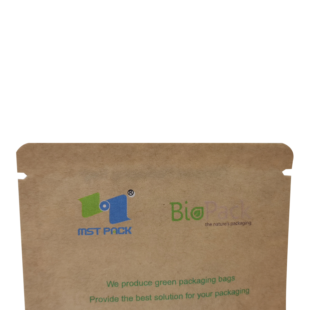 100% Home Compostable High Barrier Packaging Digital Printing Kraft Paper Bag Sachets