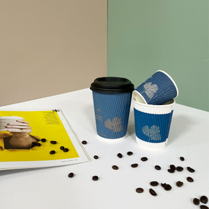 Custom Branded Design 12 Oz 8 Oz Ripple-wall Compostable Takeaway Coffee Cups with Lids