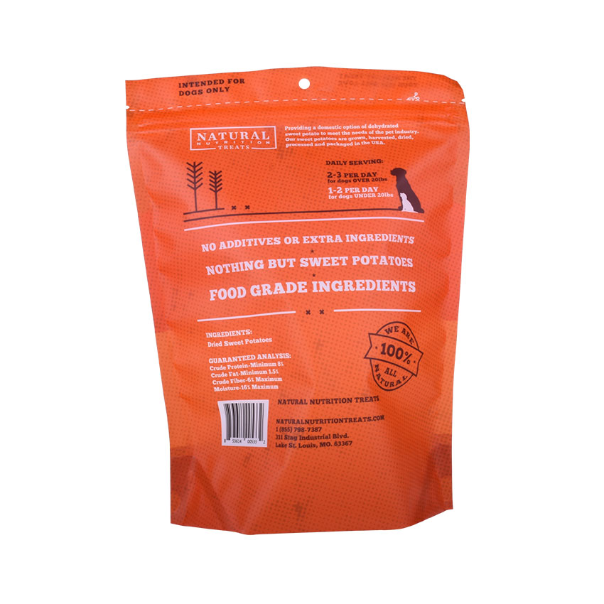 Recyclable Pet Treats Food Grade Clear Window Custom Printed Packaging Zipper Doypack