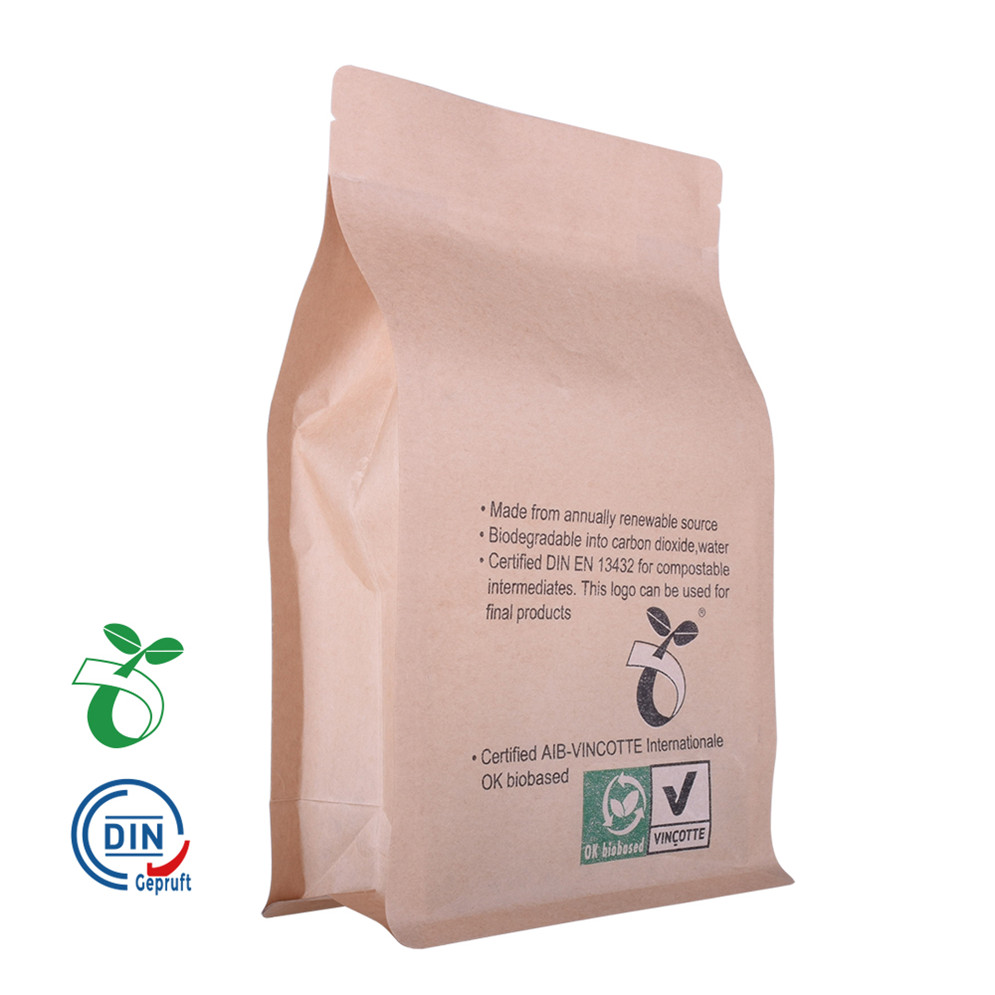 Flat Bottom Pouches 8 Side Sealed Compostable Paper Bag With Window