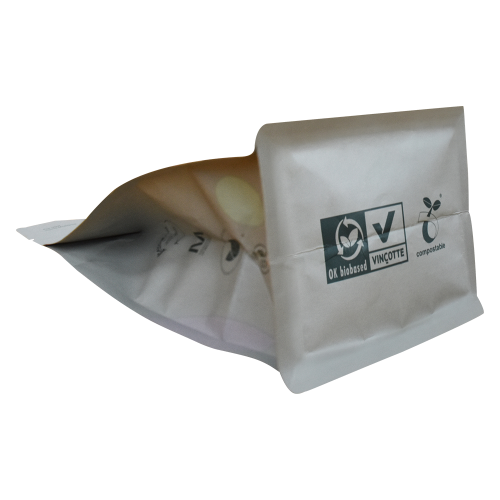 Wholesale Customized Printed Compostable 250g 12oz Box Bottom Coffee Bag Biodegradable Pouch With Valve