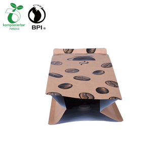 Customized Compostable Package Box Bottom Pouch Coffee Beans Bag
