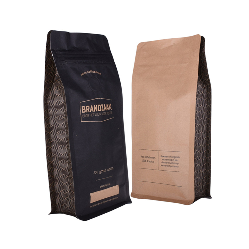 250g Kraft Paper Foil Laminated Box Bottom 5Lb Coffee Bags With Valve