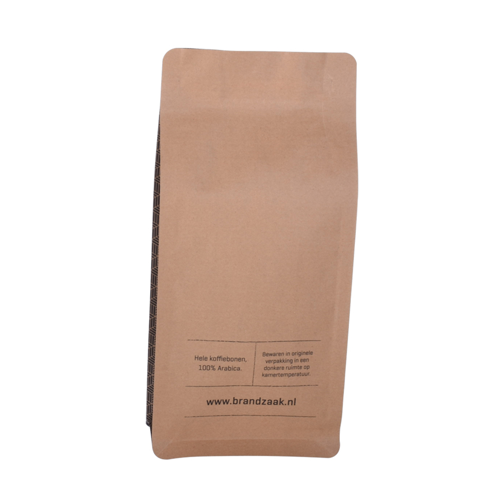 Laminated Recyclable Kraft Paper Coffee Bag Block Bottom Pouch