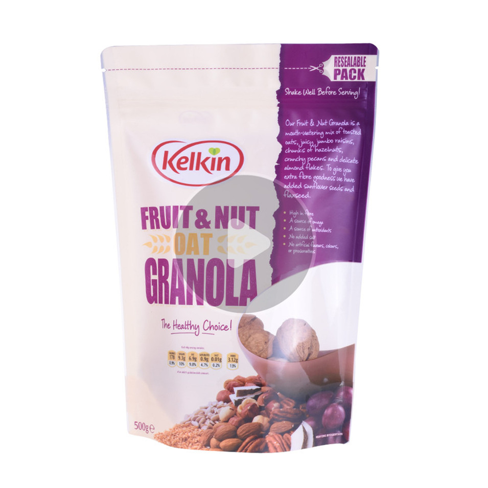 Sustainable Kraft Paper U Bottom Seal Nut Bag Food Ziplock