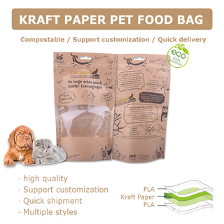 Customized Best Price Logo Kraft Paper Pet Food Bag with Ziplock And Window