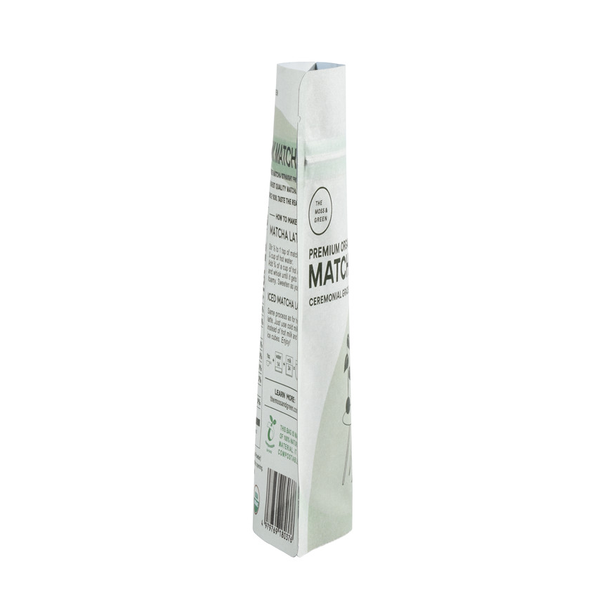 Environmentally Friendly Organic Plastic Free Standing Zipper Paper Flat Bottom Empty Tea Bags