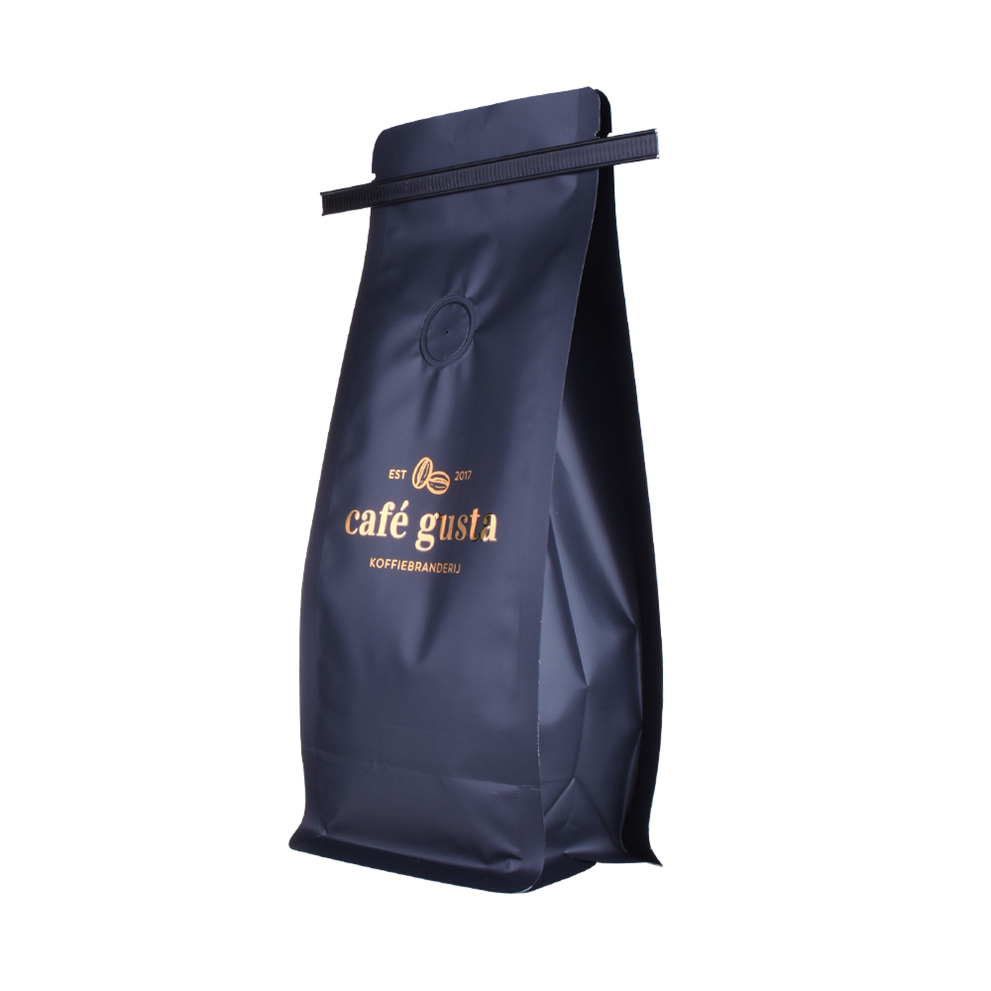 Eco-friendly Tin Tie Packaging 100% Biodegradable Flat Bottom Coffee Bag with Valve