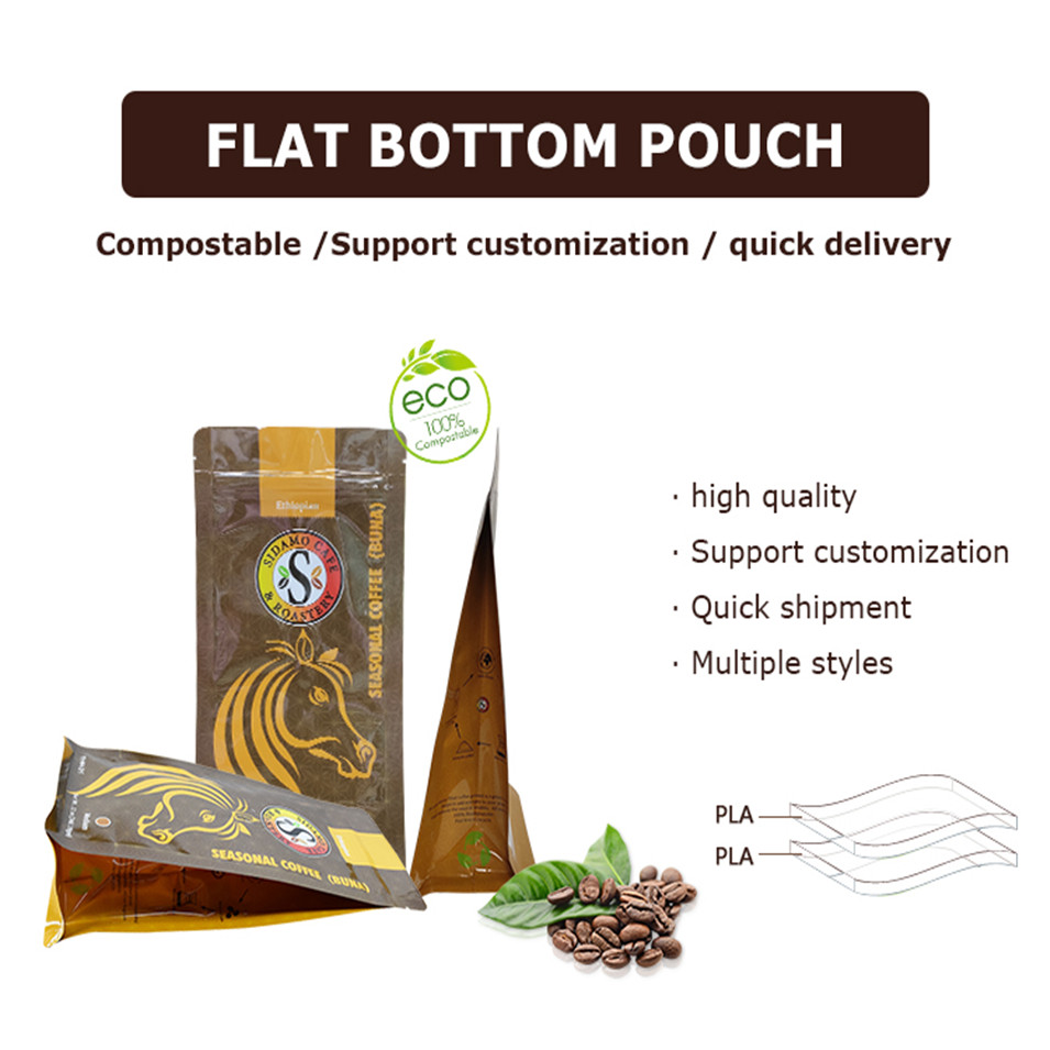 MST Compostable Flat Bottom Pouch for Coffee Bean