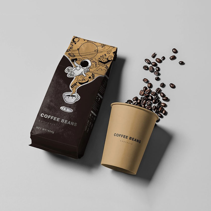 Spot UV Logo Printing Recyclable Roasted Coffee Packaging Wholesale