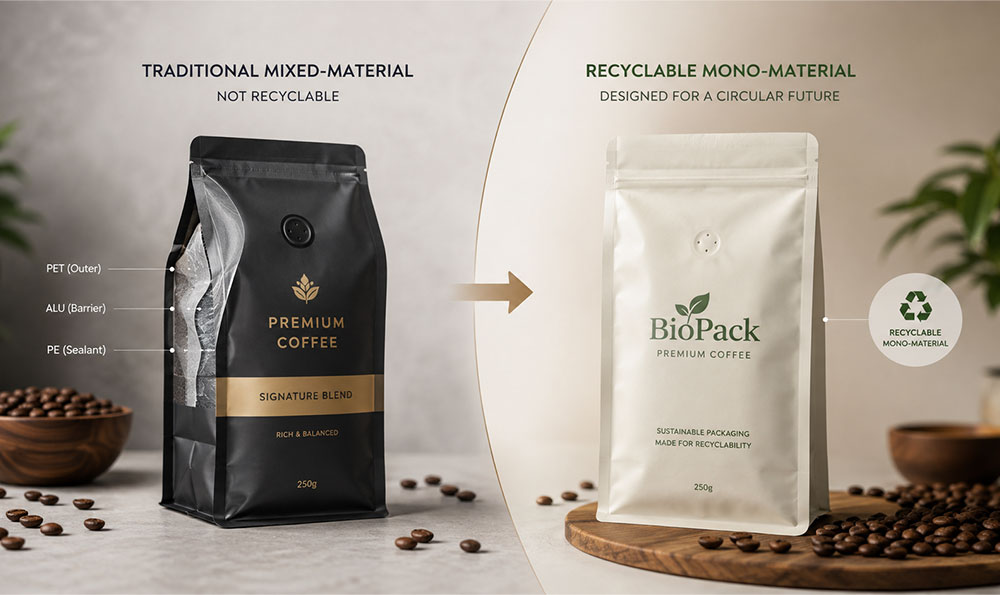 custom recyclable coffee bags from BioPack