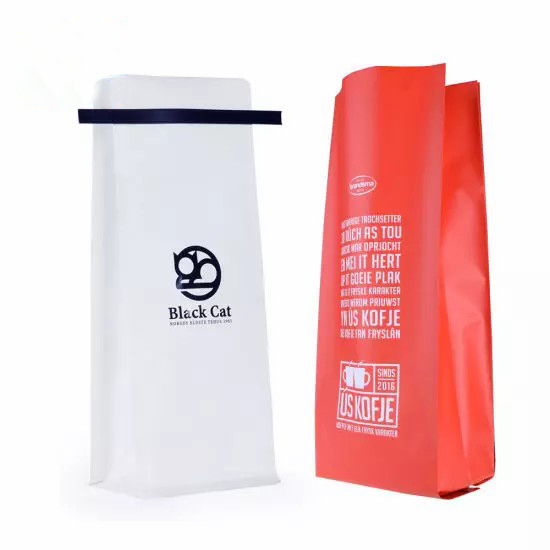 Wholesale Custom Logo Print Flat Bottom Biodegradable Foil Lined Compostable Brown Kraft Paper Tin Tie Coffee Bag with Ziplock