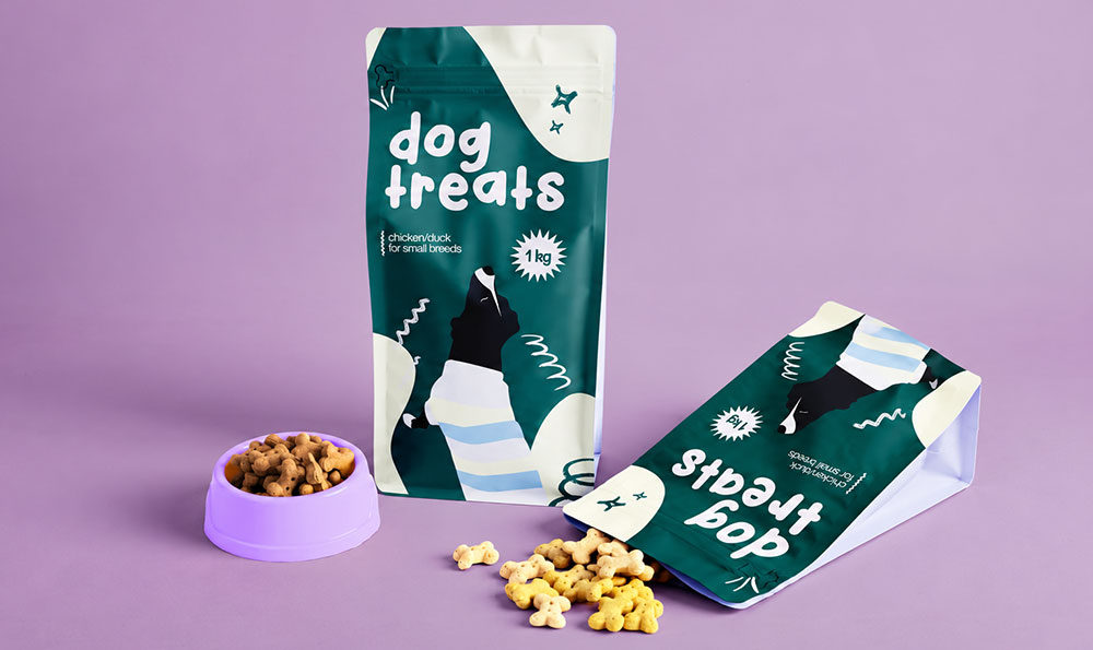 flat bottom bags for dog treats