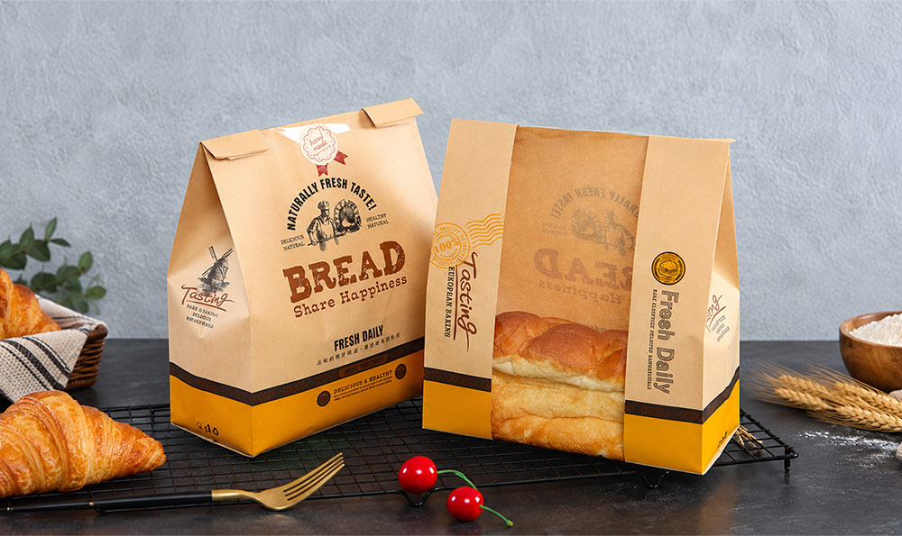 custom eco-friendly bread bags with transparent window