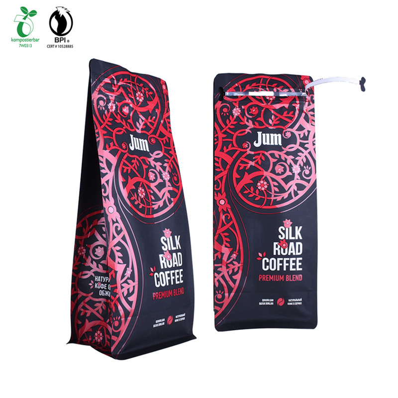 Saco plástico de fundo quadrado de cantadela de ziplock frontal com material verde ambiental na China