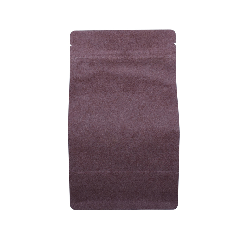 Custom Natural Kraft Paper Block Bottom Coffee Bean Pouch With Pocket Zipper Logo Design