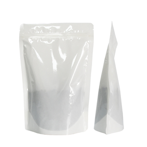 Home compostable blanc stand up pochet inventaire non imprimé sac à fermeture éclair personnalisé pour pack de nourriture