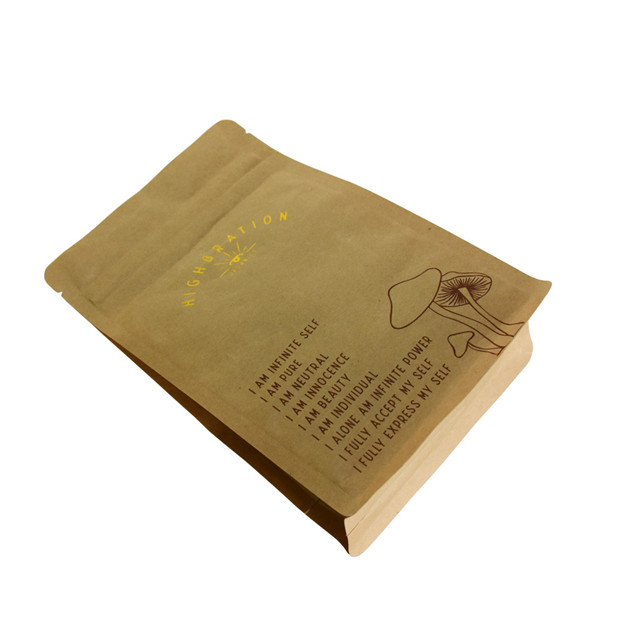 Compostble Paper Packaging Hot Stamp Gold Printing Custom Design Flat Bottom Bag With Compostable Valve