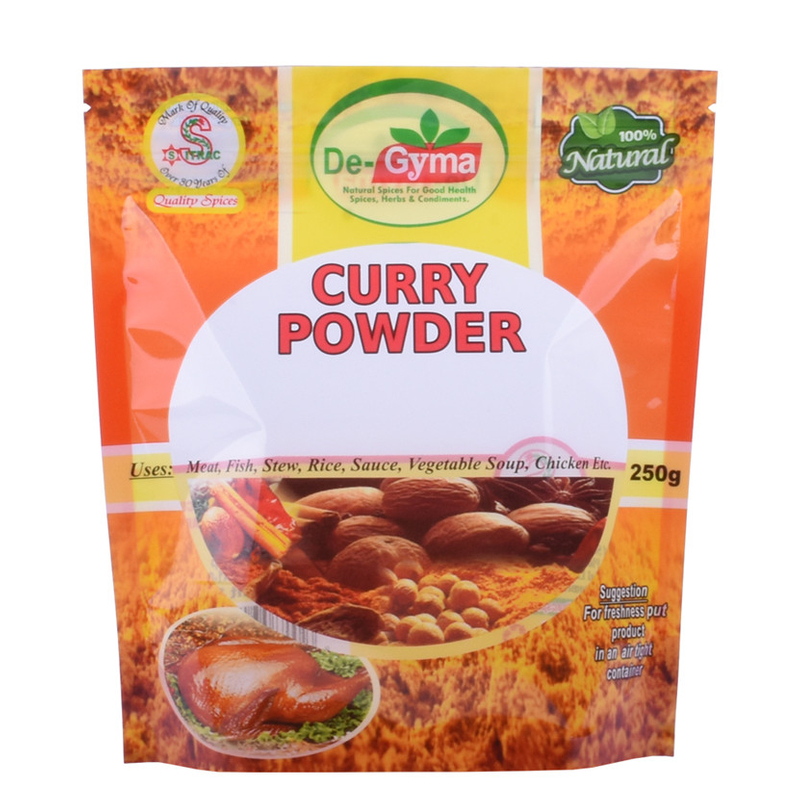 Heat Seal Resealable Zipper Spices Food Grade Safe Doy Bags Packaging
