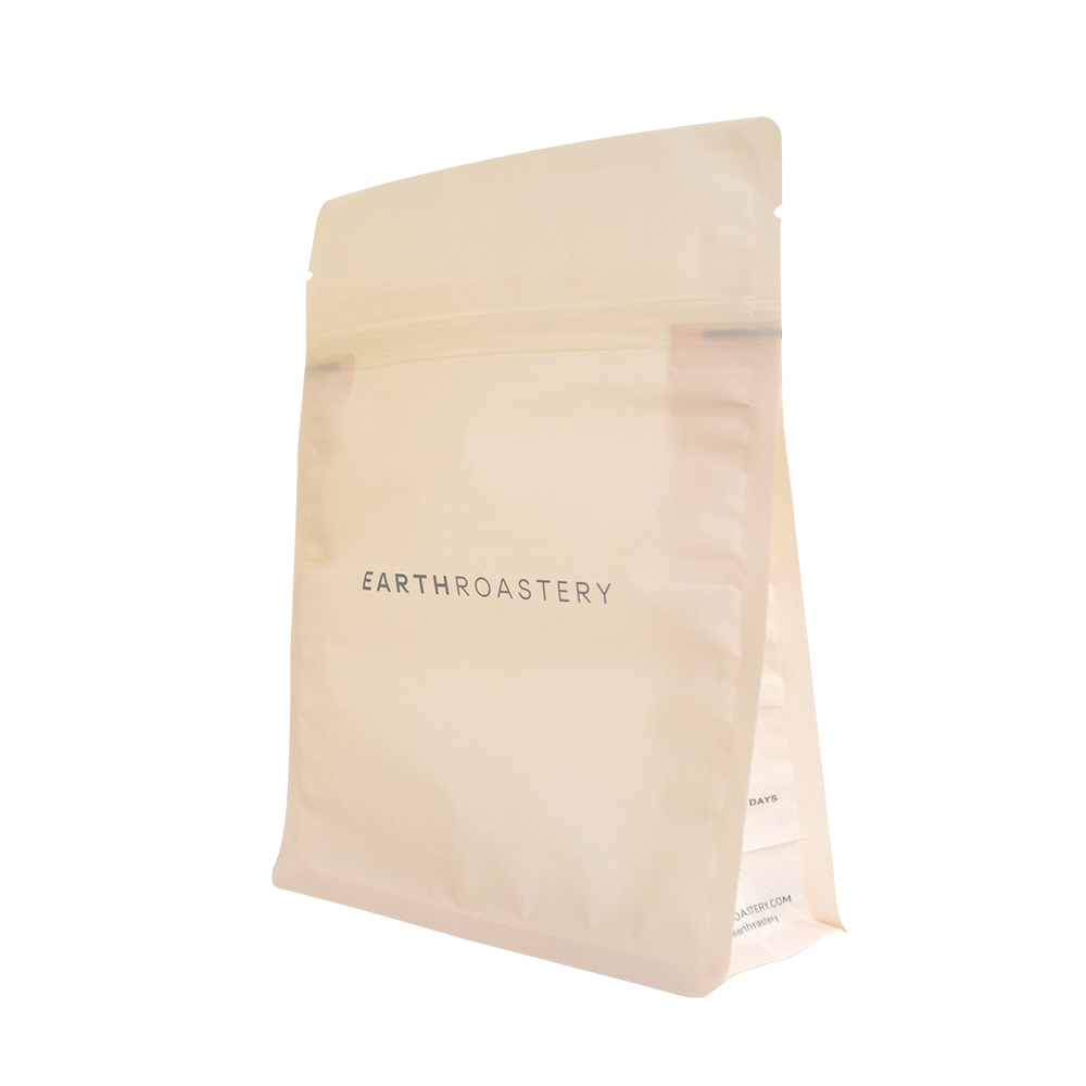 Wholesale Customized Colors Compostable Box Bottom Coffee Bag Biodegradable Pouch With Valve And Zipper 