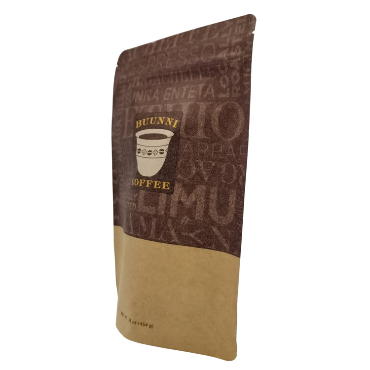 Aluminum Food Grade Kraft Coffee Stand Up Bag Resealable Paper Custom Flexible Packaging Coffee Pouch