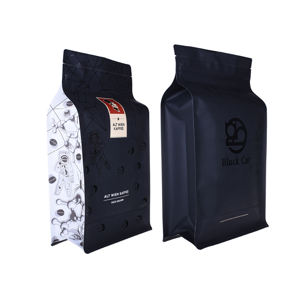 Custom Printing Reseal Biodegradable Flat Bottom Coffee Bag Gravure Printing 
