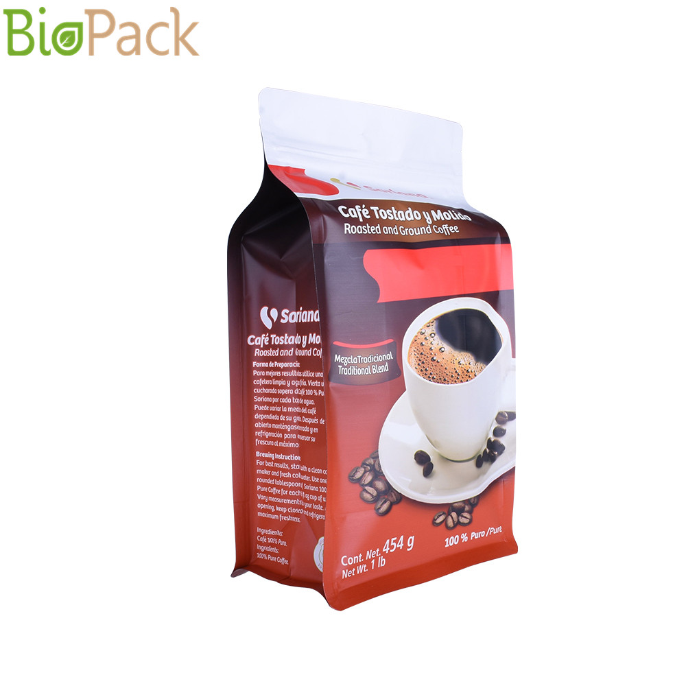 Flat Bottom Coffee Pouch with Zipper and Valve