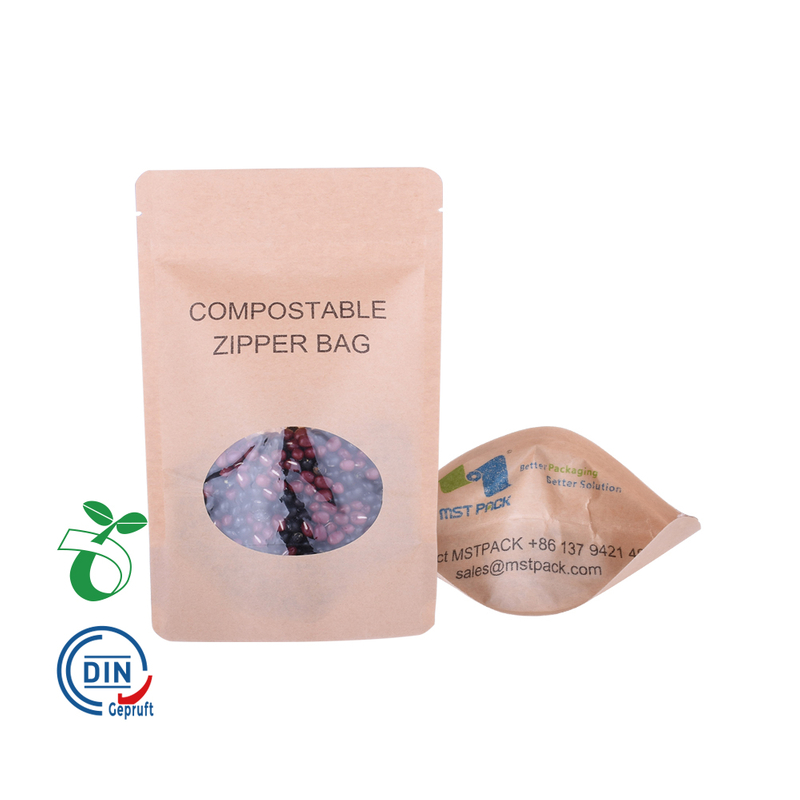 Eco Plastic Kraft Paper Composable Coffee Stand Up Bag dengan Grosir Ritsleting Biodegradable Dari Cina
