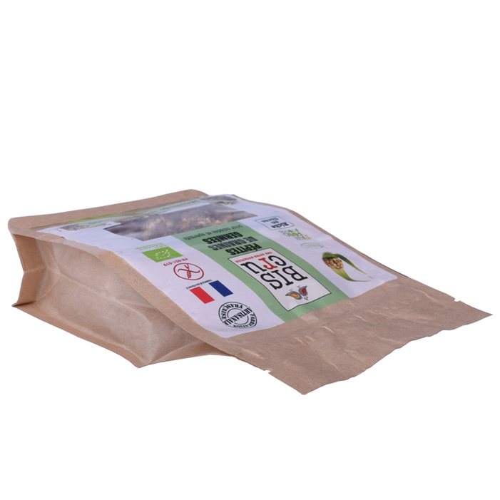 Custom Sealable Home Compostable Flat Bottom High Barrier Snack Bags with Clear Window Manufacturers Near Me