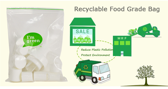 Oem Sustainable Stand Up Large Internal Capacity Green Pe Recyclable Bag