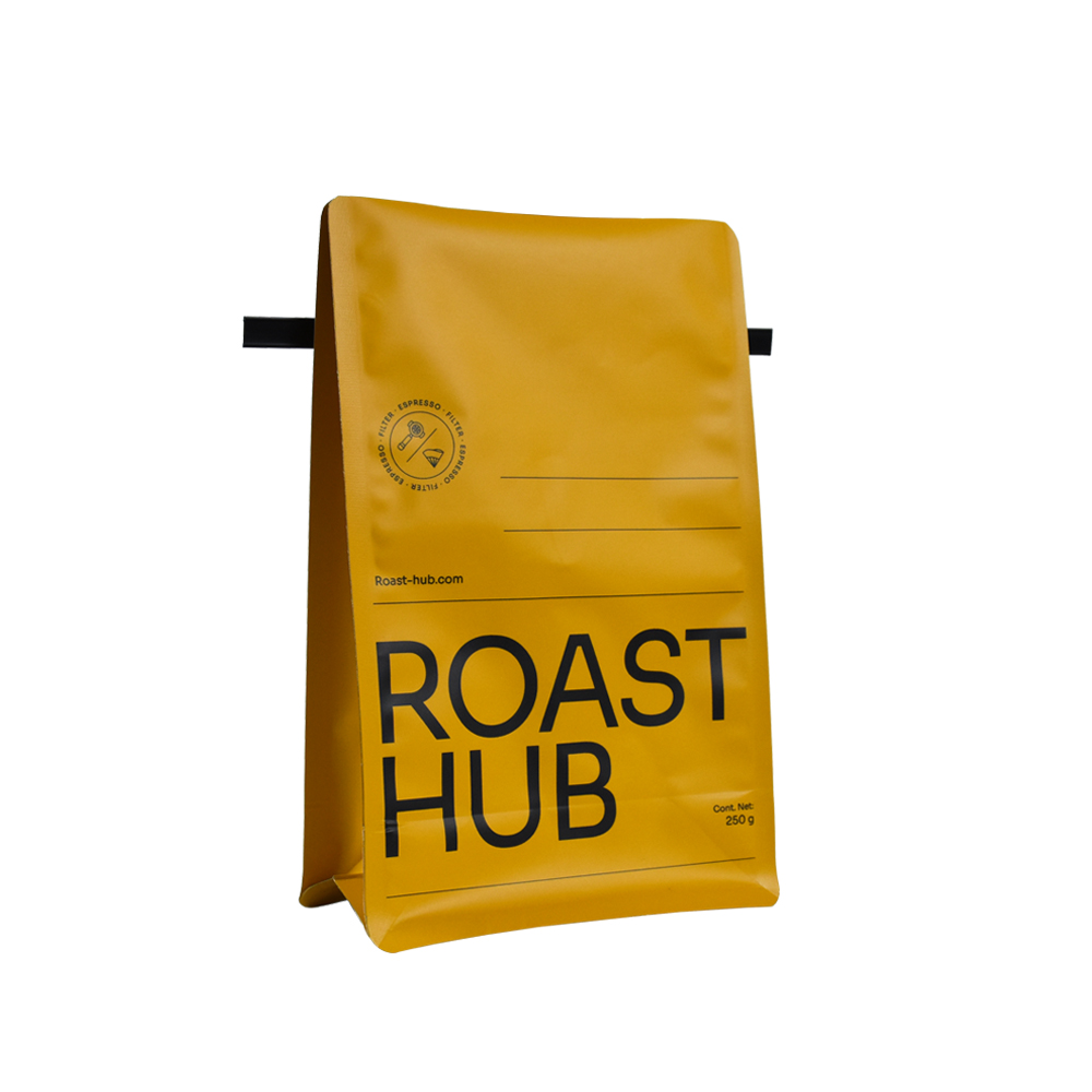 Biodegradable Food Grade High Barrier Flat Bottom Coffee Bag with Tin Tie