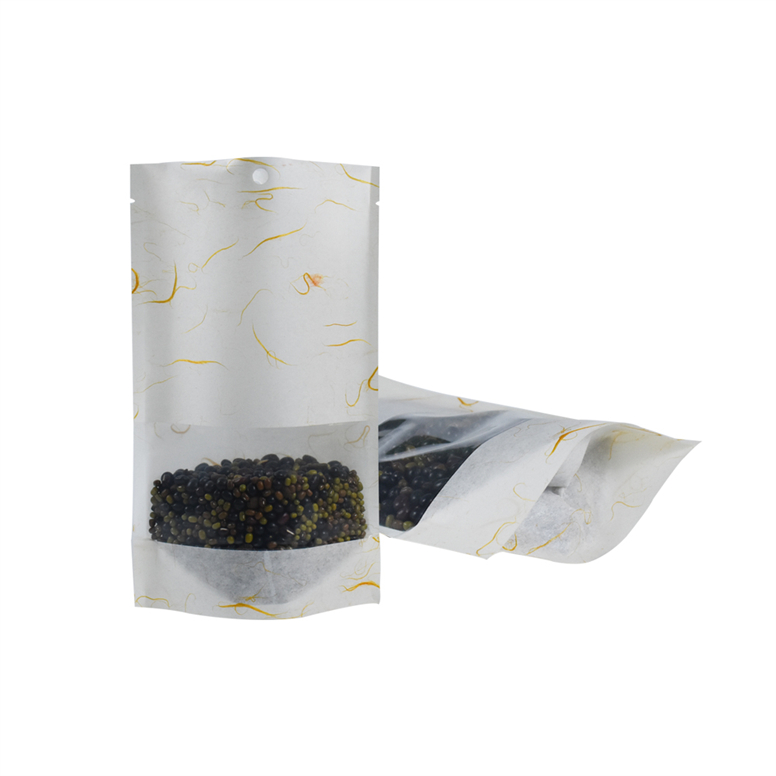 100 Gramm Food -Druckverschluss kompostierbar stehend klare Papierkaffeetaschen 8oz