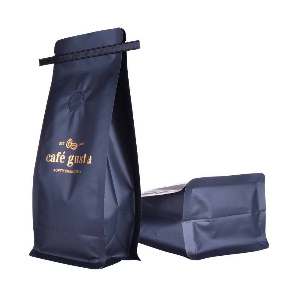 Eco-friendly Tin Tie Packaging 100% Biodegradable Flat Bottom Coffee Bag with Valve