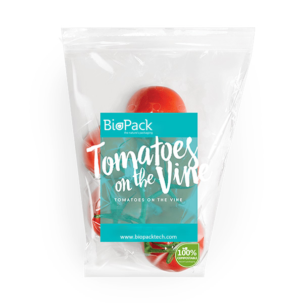 Custom Printed Ziplock Clear Apple Bags Compostable with Hanging Hole