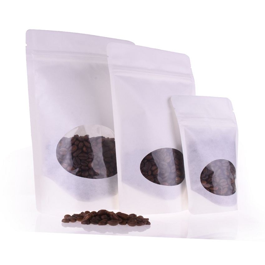 Zipper Top Empty Biodegradable Black Kraft Coffee Bags Wholesale