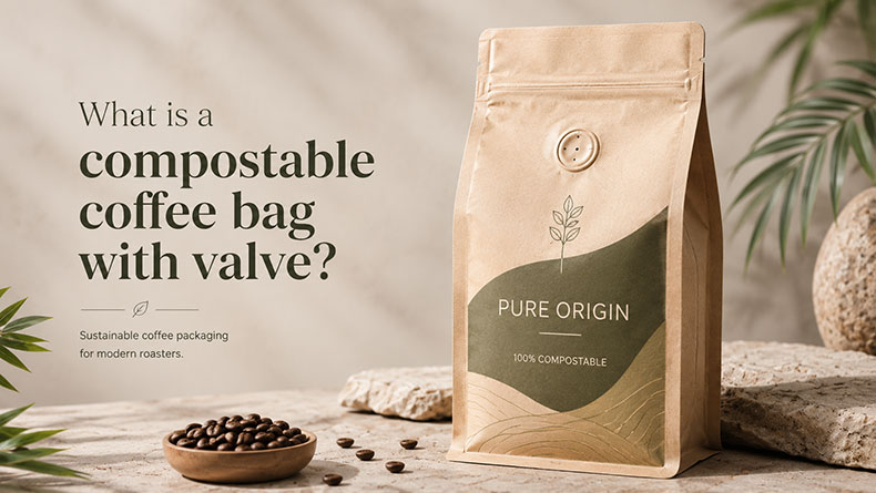 compostable coffee bag with valve