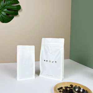 Compostable Rice Paper Hot Stamp Logo Printing White Coffee Bags for Coffee Shops