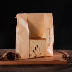 Tin Tie Closure Grease-proof Custom Printed Paper Bread Bags with Window