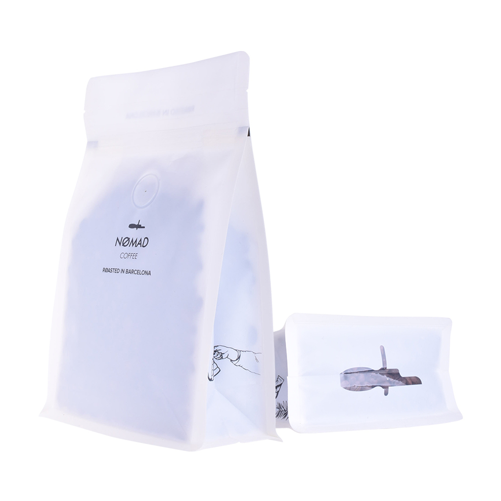 Wholesale Matte Compostable Coffee Flat Bottom Bag With Ziplock