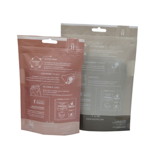 Food Grade Biodegradable Fiber Clothing Packaging With Clear Window View Stand Up Pouch Custom Flexible Bag