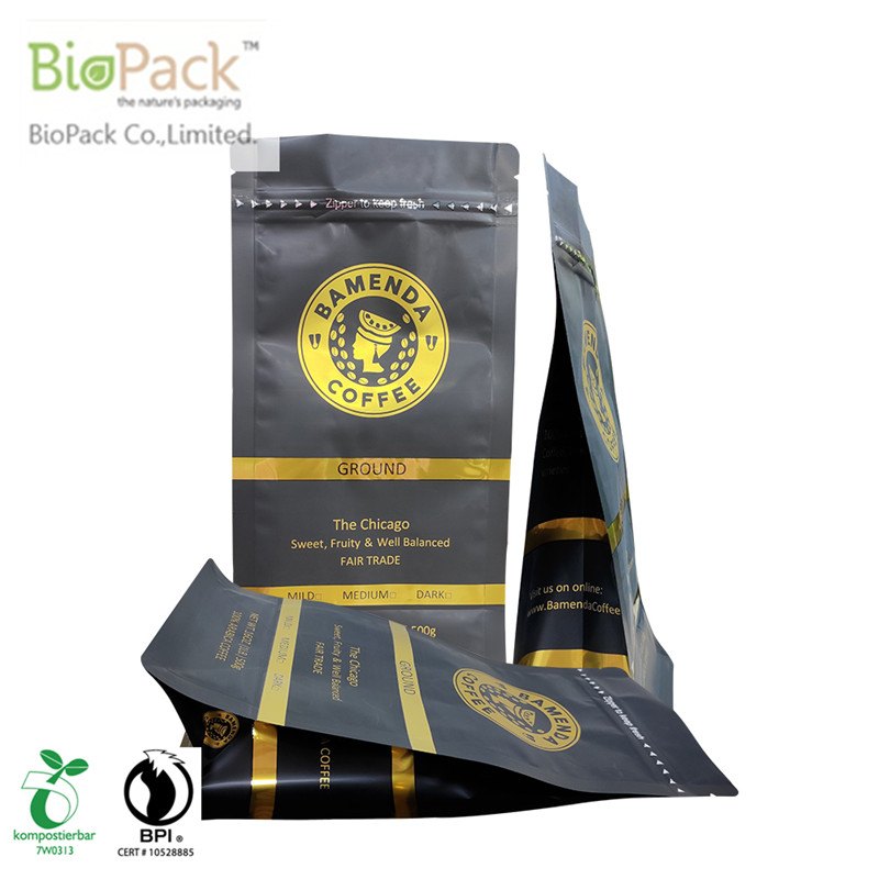 Biobase and Recyclable Strong and durable Stand Up Food Coffee bag with Custom Logo From China
