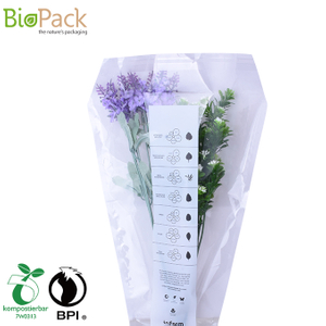 Custom Size 100% Compostable Bio PLA Flower Packaging Clear Film Bags China Factory