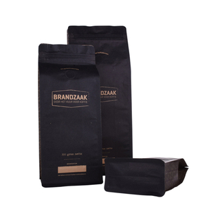 250g Black Flat Bottom Coffee Bean Packaging Bag With Valve Zipper