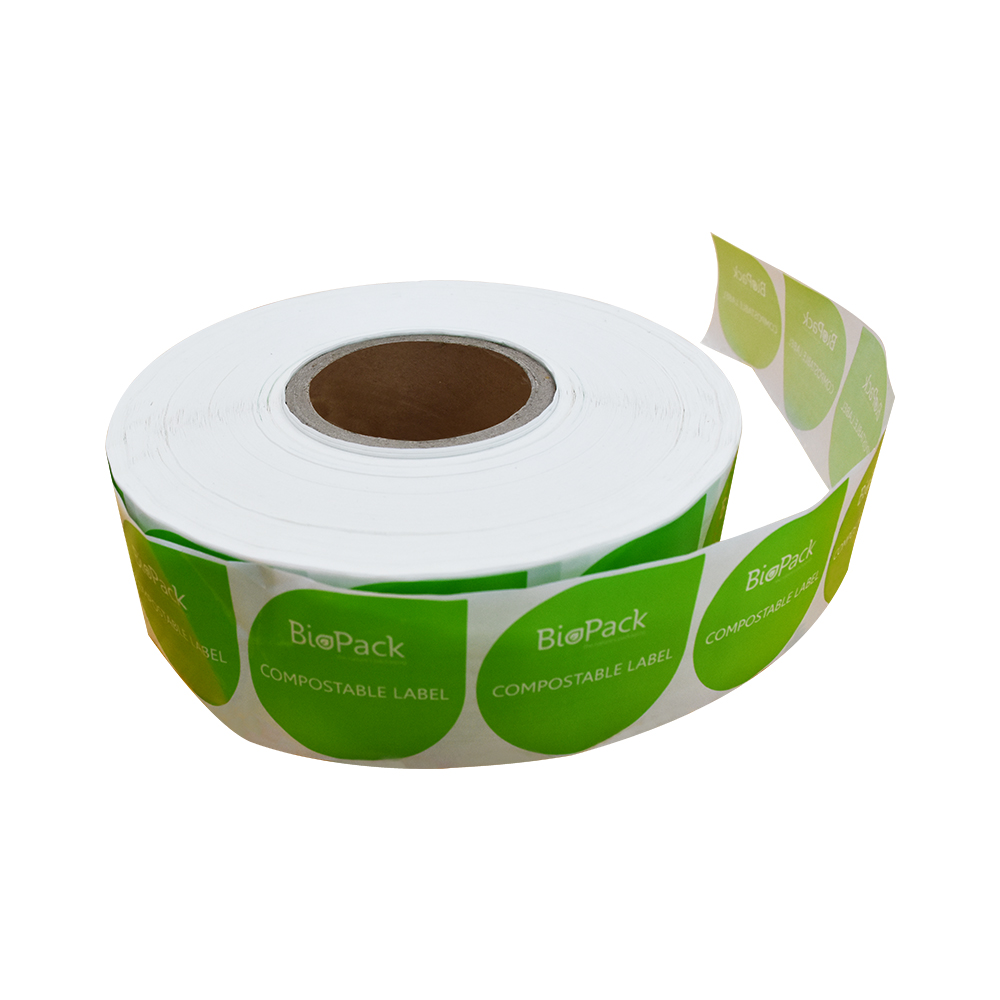 Compostable PLA Custom Sitcker Labels Tearable Logo Printed Eco Pack For Stock Unprinted Bag
