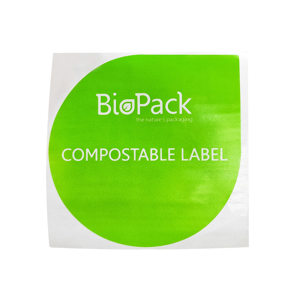 Compostable PLA Custom Sitcker Labels Tearable Logo Printed Eco Pack For Stock Unprinted Bag