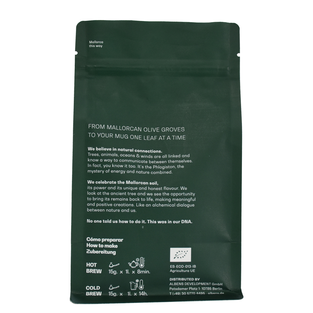 Biodegradable Food Grade Paper Packaging Loose Tea Resealable Zipper Bag Custom Stamping Flexible Pouch